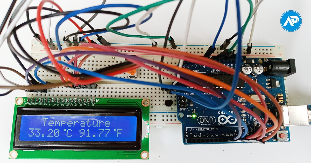 Arduino LM35 Temperature in degrees Celsius and Fahrenheit with LCD