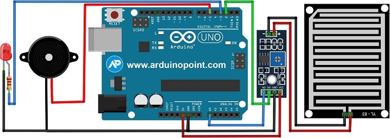 Arduino Rain Alarm Circuit Diagram